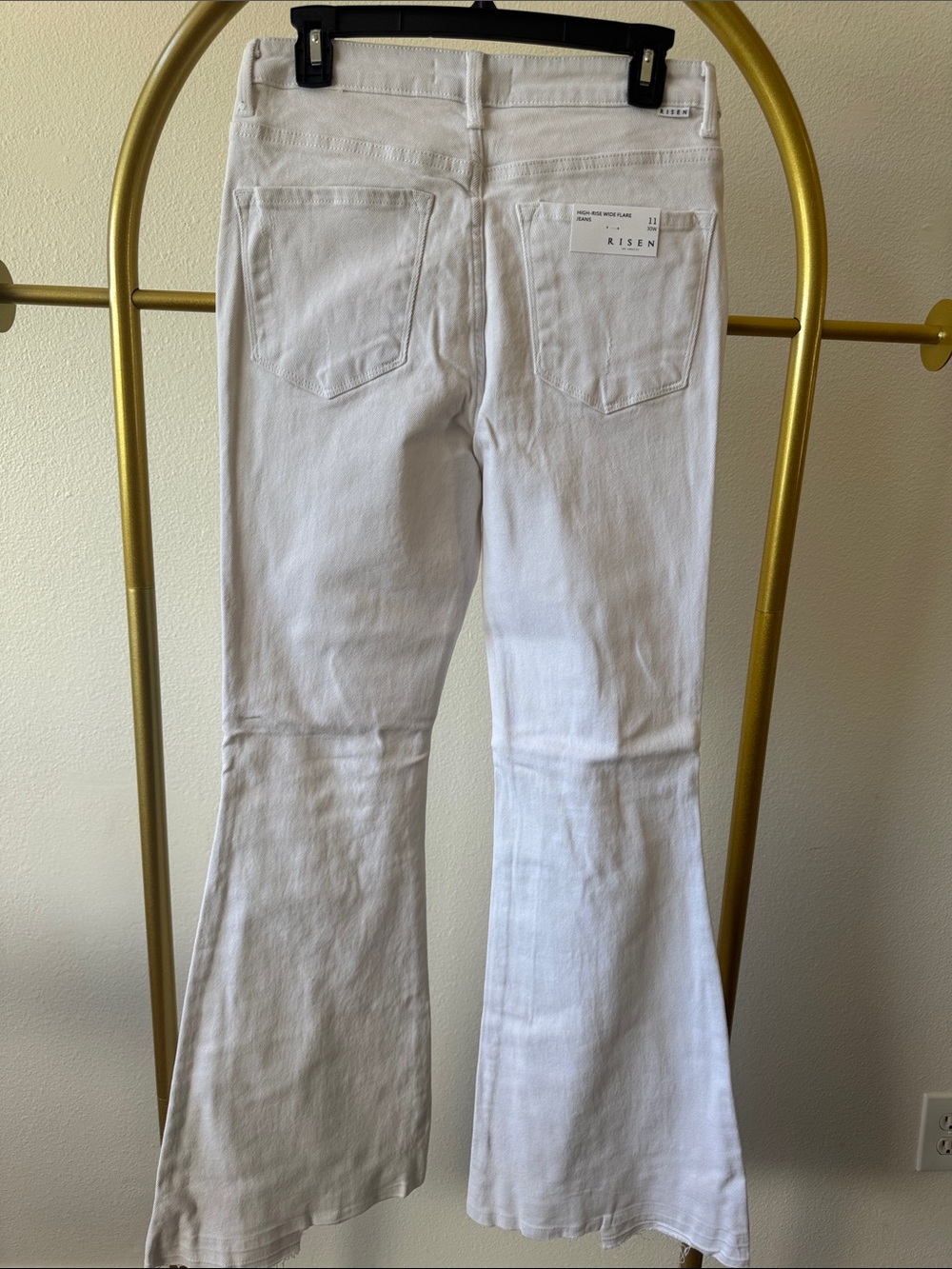 High-Rise White Distressed Flare Jeans - Women - Picture 2 of 2